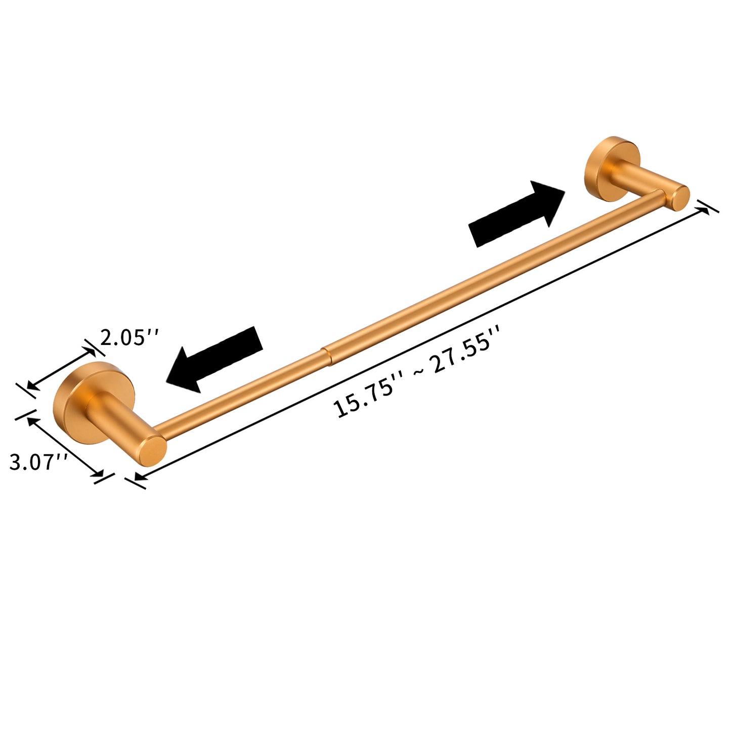 Bathroom Hardware Set, Thicken Space Aluminum 3 PCS Towel bar Set- Golden Gold 16-27 Inches Adjustable Bathroom Accessories Set