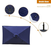 10ft Patio Umbrella with Solar Lights - 30 LED Rectangular Tilt Umbrella Aluminum Pole