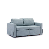 2 Seat Module Sectional Sofa Couch With 1 Ottoman,Seat Cushion and Back Cushion Removable and Washable,Light Blue