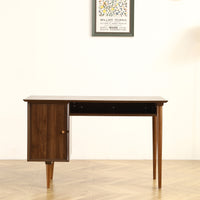 Small Desk with 47.24 Inch, Modern Walnut Finish, Solid Wood Legs - Suitable for Home and Office Use