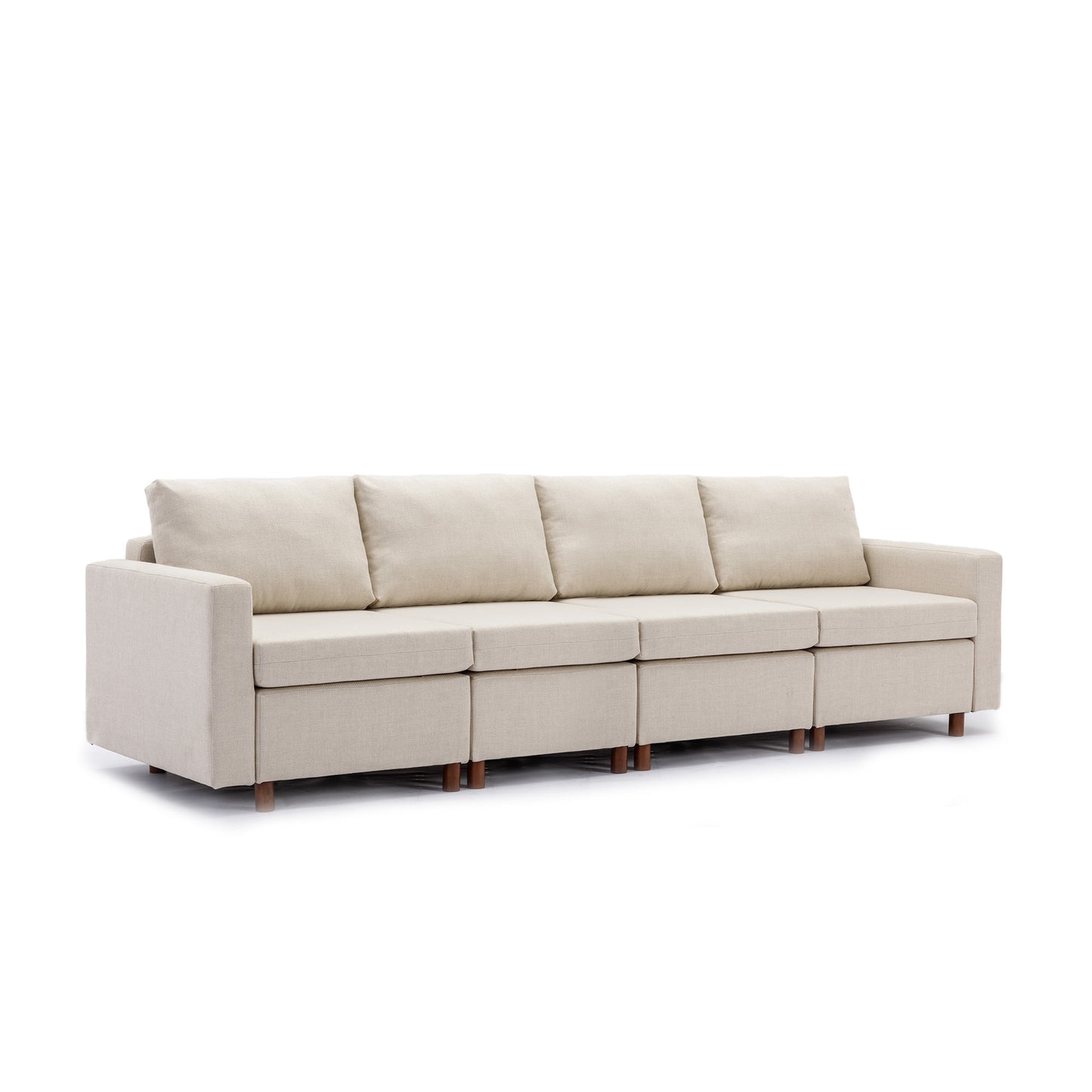 4 Seat Module Sectional Sofa Couch With 2 Ottoman for living room,Seat Cushion and Back Cushion Non-Removable and Non-Washable,Cream