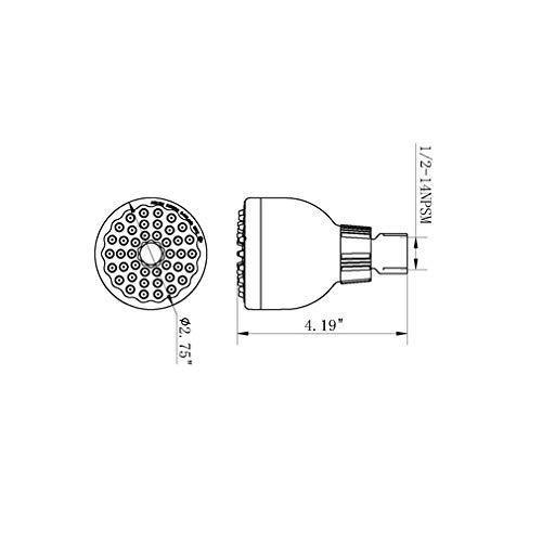 High Pressure Shower Head 3 Inches Anti-clog Fixed Showerhead Chrome with Adjustable Swivel Brass Ball Joint Chrome