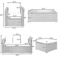 TOPMAX Outdoor Patio 5-Piece All-Weather PE Wicker Rattan Sectional Sofa Set with Multifunctional Table and Ottoman, Gray Wicker+ Beige Cushion