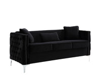 Bayberry Black Velvet Sofa Loveseat Chair Living Room Set