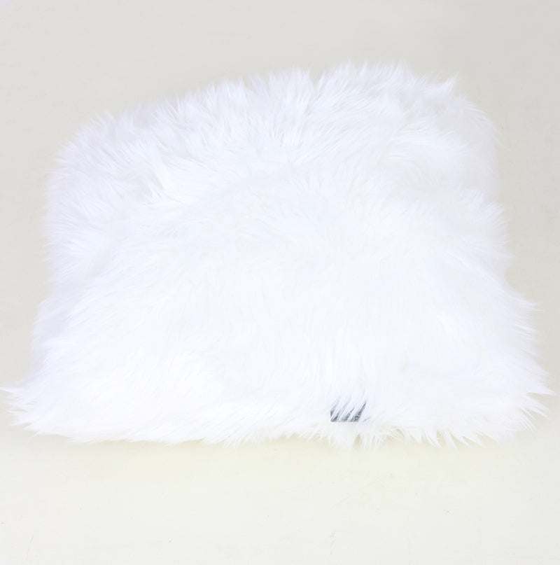 "Luxury Decorative" Faux Fur Pillow in White (18-in x 18-in)