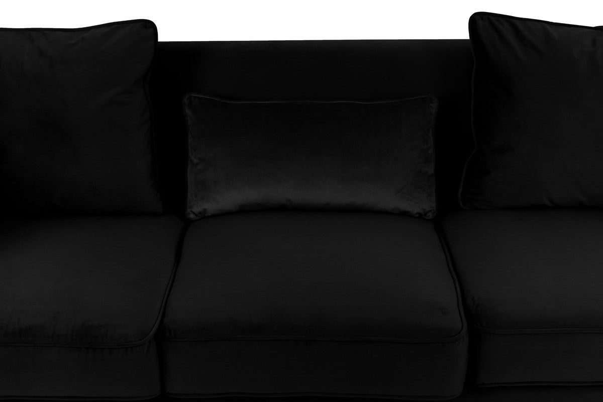 Bayberry Black Velvet Sofa Loveseat Chair Living Room Set