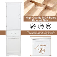 Tall Bathroom Storage Cabinet, Freestanding Storage Cabinet with Two Different Size Drawers and Adjustable Shelf, MDF Board with Painted Finish, White