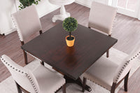 1pc Dining Table Square Table Top Solidwood Brown Cherry Dining Room Furniture Pedestal Base