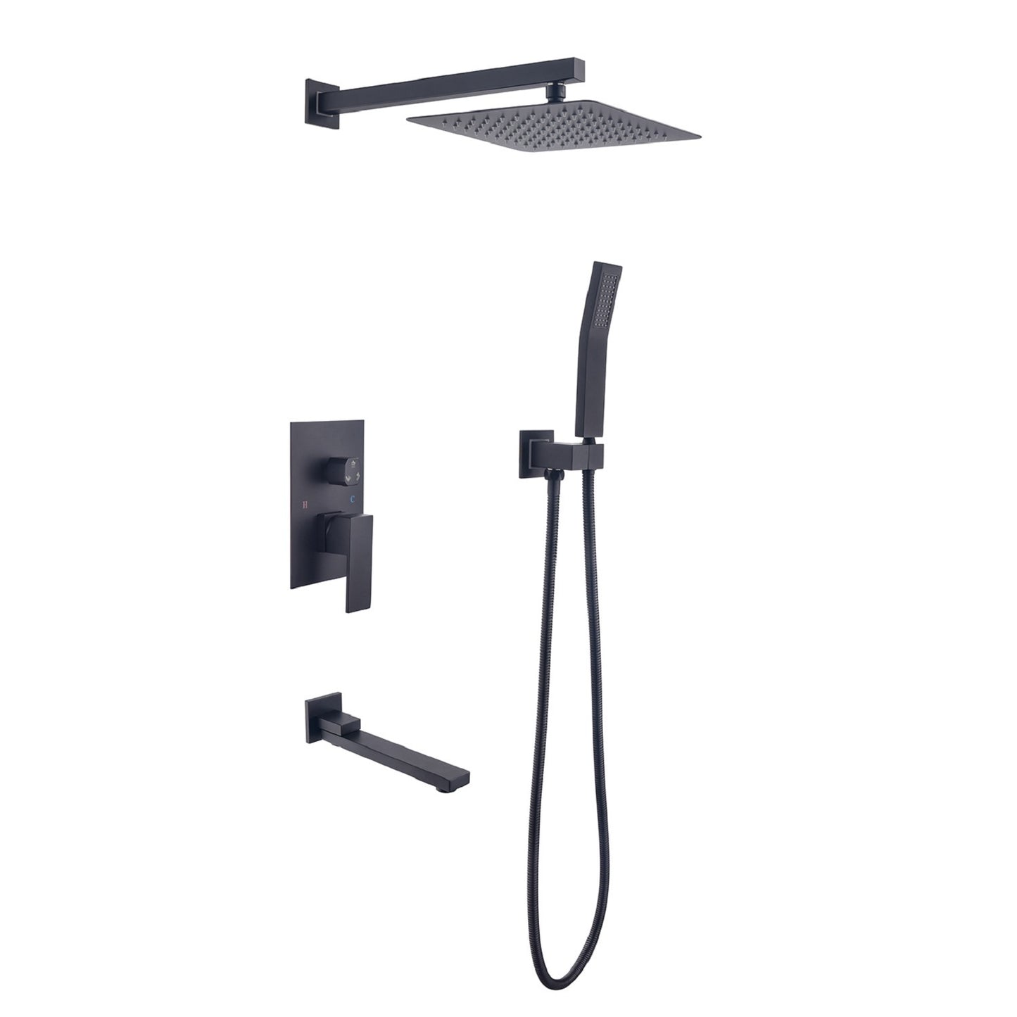 Shower System 16 Inch Square Bathroom Luxury Rain Mixer Shower Combo Set