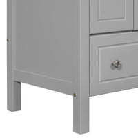 30" Bathroom Vanity Base Only, Solid Wood Frame, Bathroom Storage Cabinet with Doors and Drawers, Grey