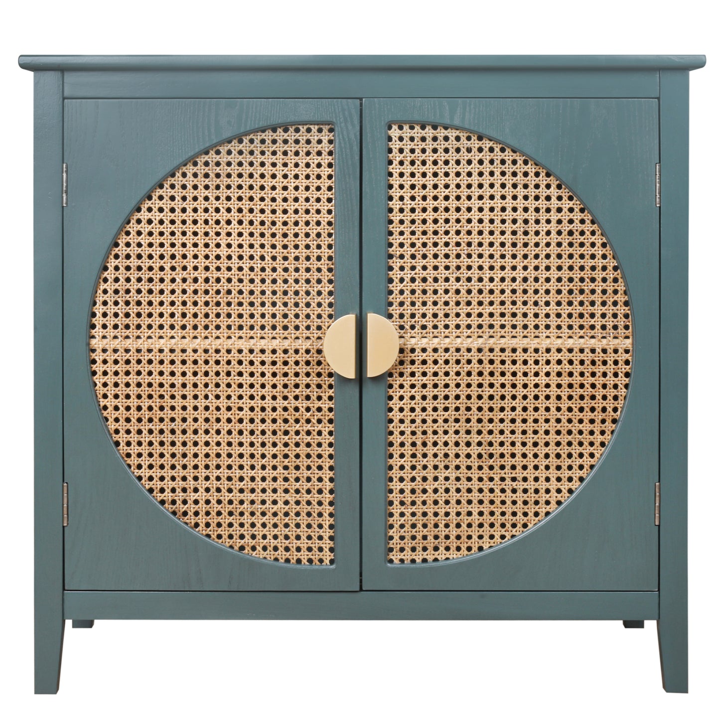 2 door cabinet with semicircular elements,natural rattan weaving,suitable for multiple scenes such as living room, bedroom, study room