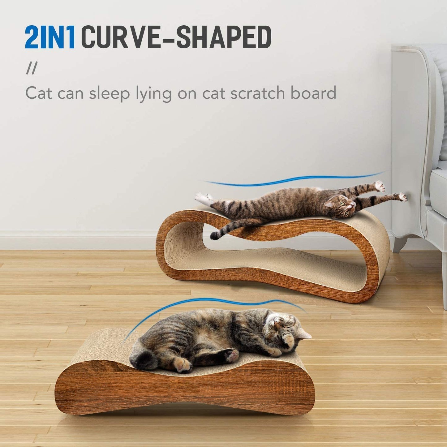 FluffyDream 2 in 1 Cat Scratcher Cardboard Lounge Bed, Cat Scratching Post, Durable Board Pads Prevents Furniture Damage,Large