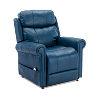 Lowell Navy Blue Leather Gel Lift Chair with Massage