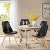 PU Leather Upholstered Dining Chairs with Wood Legs, Set of 4 for Kitchen, Black