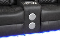 Benz LED & Power Recliner 3 PC Made With Faux Leather in Gray