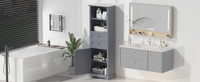 Bathroom Storage Cabinet, Tall Storage Cabinet with Two Drawers, Open Storage, Adjustable Shelf, Grey