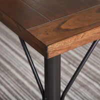 70.1" Solid wood veneered dining table, Rustic Brown & Black