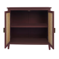 Set of 2, 2 Door Cabinet,Naturel Rattan,Suitable for Bedroom, Living Room, Study