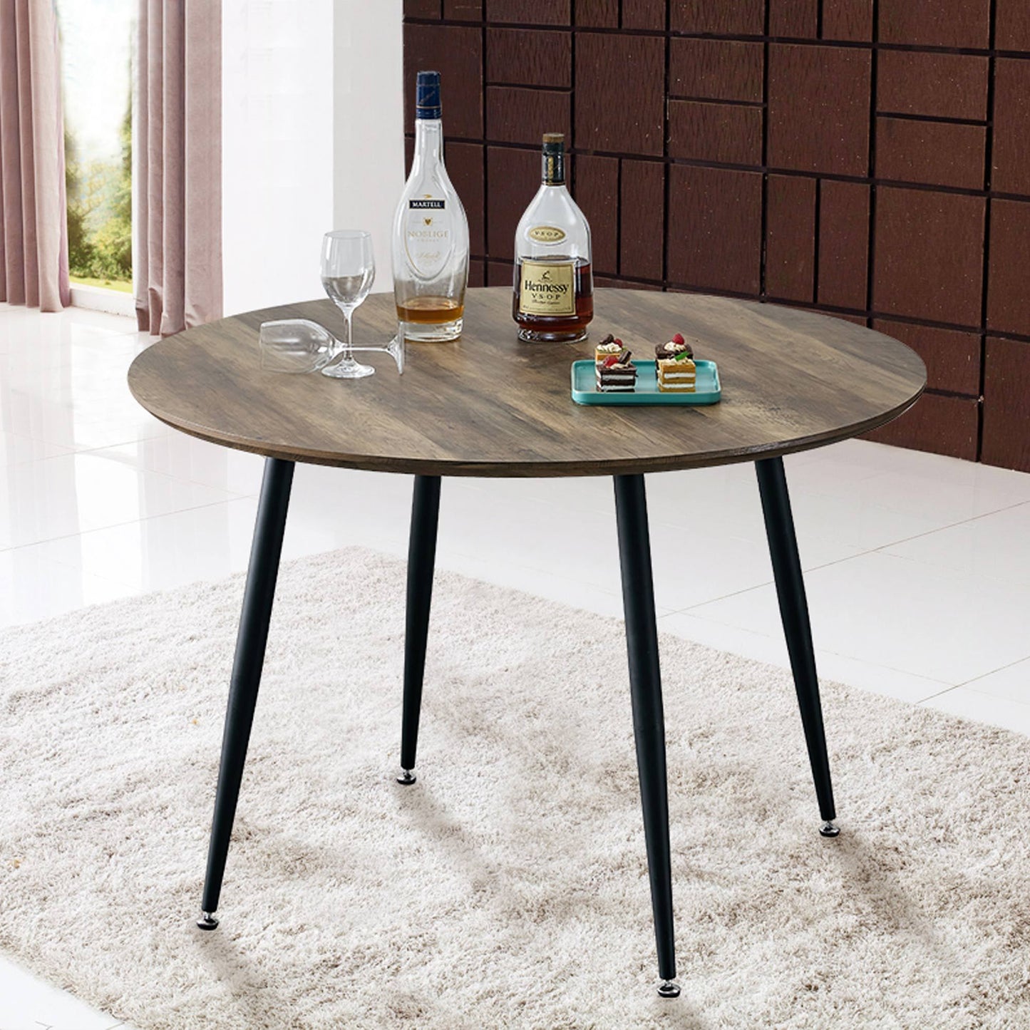 Diameter 44.8 inch MDF Modern simplicity roundI Imitation wood grain  dining table.Applicable 6-8 persons to dining room and meeting room.F-1164-WOOD