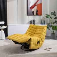 Swivel and Rocking Velvet Recliner, Reclining Chair with Adjustable Footrest and Side Pocket