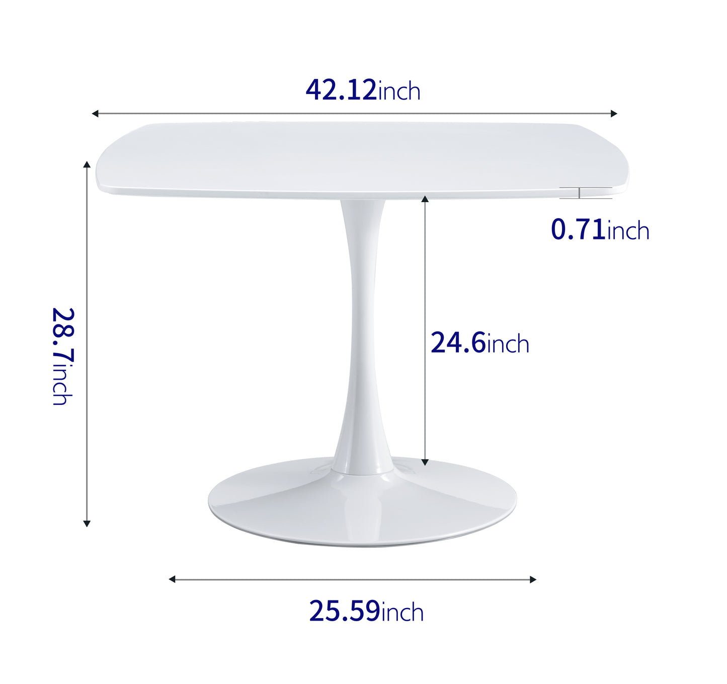 42.1"WHITE Table Mid-century Dining Table for 4-6 people With Round Mdf Table Top, Pedestal Dining Table, End Table Leisure Coffee Table