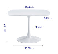 42.1"WHITE Table Mid-century Dining Table for 4-6 people With Round Mdf Table Top, Pedestal Dining Table, End Table Leisure Coffee Table