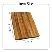 Teak Cutting Board Reversible Chopping Serving Board Multipurpose Food Safe Thick Board, Medium Size 18x14x1 inches