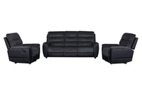 Chris 3 Seater Sofa and Recliner set Black/Grey