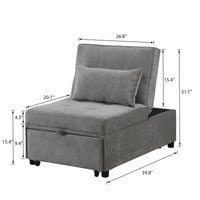 Folding Ottoman Sofa Bed (Light Gray)