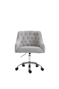 Velvet Office Swivel Chair, Vanity Chair, Fabric Desk Chair, Pretty Fancy Chair, Gold Office Chair for Girls, 360°Swivel Height Adjustable Reception Chair, Light Grey