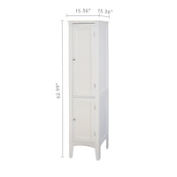 Tall Narrow Tower Freestanding Cabinet with 2 Shutter Doors 5 Tier Shelves for Bathroom, Kitchen ,Living Room ,Storage Cabinet,White