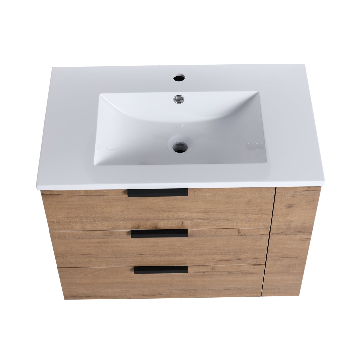 30 Inch Wall Mounting Bathroomg Vanity With Sink, Soft Close Drawer and Side Shelf-G-BVB01430IMO-GRB3020MOWH