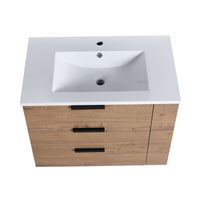 30 Inch Wall Mounting Bathroomg Vanity With Sink, Soft Close Drawer and Side Shelf-G-BVB01430IMO-GRB3020MOWH