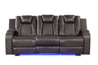 Benz LED & Power Recliner 3 PC Made With Faux Leather in Brown