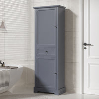 Bathroom Storage Cabinet, Tall Storage Cabinet with Two Doors and Drawer, Adjustable Shelf, Grey