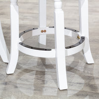 24" Counter Stool, White Finish, Beige Fabric Seat