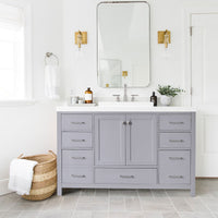 Bathroom Vanity Base Cabinet only, Single Bath Vanity in Gray, Bathroom Storage with Soft Close Doors and Drawers