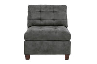 Living Room Furniture Antique Grey Modular Sofa Set 8pc Set Breathable Leatherette Tufted Couch 4x Corner Wedge 3x Armless Chairs and 1x Ottoman