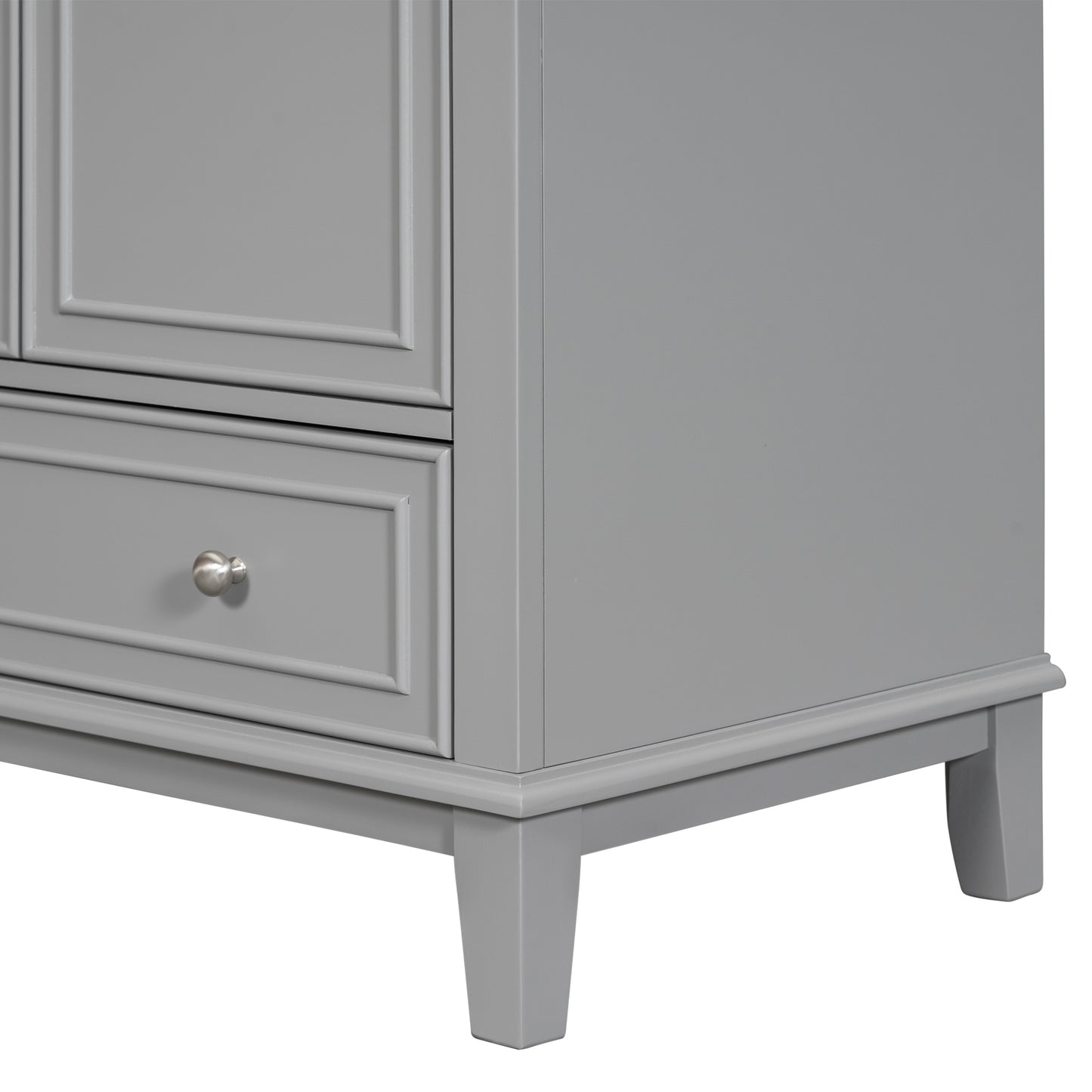 30" Bathroom Vanity without Sink, Base Only, Multi-functional Bathroom Cabinet with Doors and Drawer, Solid Frame and MDF Board, Grey