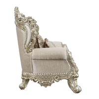 ACME Danae LOVESEAT W/5 PILLOWS Fabric, Champagne & Gold Finish LV01194