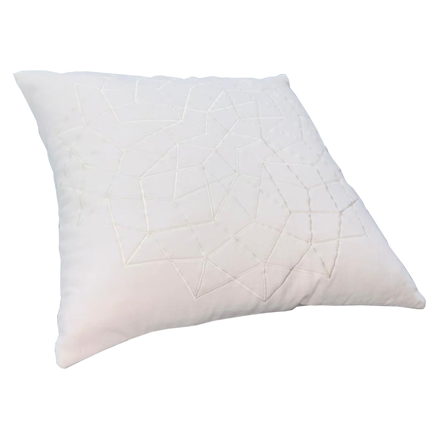 Hugo 20 x 20 Square Accent Throw Pillow, Embroidered Geometric Abstract Pattern, With Filler, White