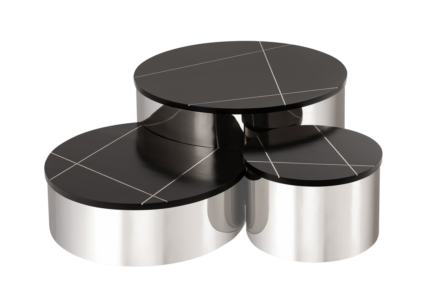 Modern Style 3PC CT805-3 Coffee Table Set in Silver