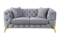 ACME Jelanea Loveseat w/2 Pillows in Gray Velvet & Gold Finish LV01407