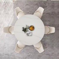 53 inch  Sintered stone carrara white dining table with 6pcs Chairs