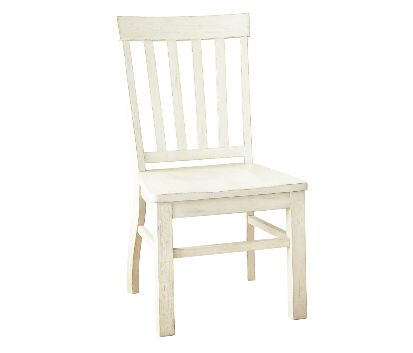 Modern Farmhouse Side Chairs - Distressed Antique White, Vertical Slat Back, Scooped Seats, Sturdy Design, Set of 2 Chairs