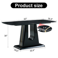 A modern, minimalist, and luxurious table. A black imitation marble tabletop with MDF U-shaped legs. Dining table, computer table. For restaurants and living rooms 63" * 35.4"* 30" F-U