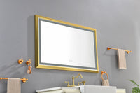 48 in. W x 30 in. H Oversized Rectangular Gold Framed LED Mirror Anti-Fog Dimmable Wall Mount Bathroom Vanity Mirror   Wall Mirror Kit For Gym And Dance Studio