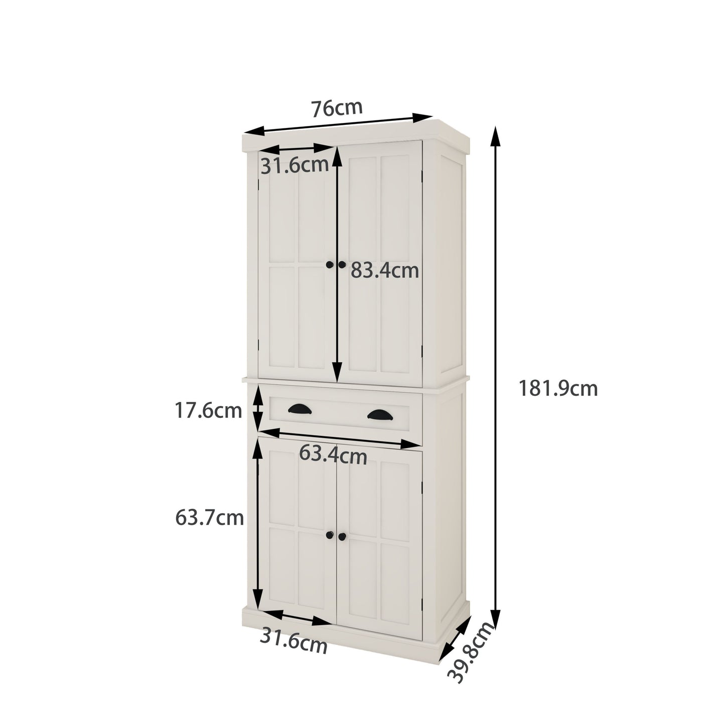 Four-door, one-drawer cabinet, Field grid model-White