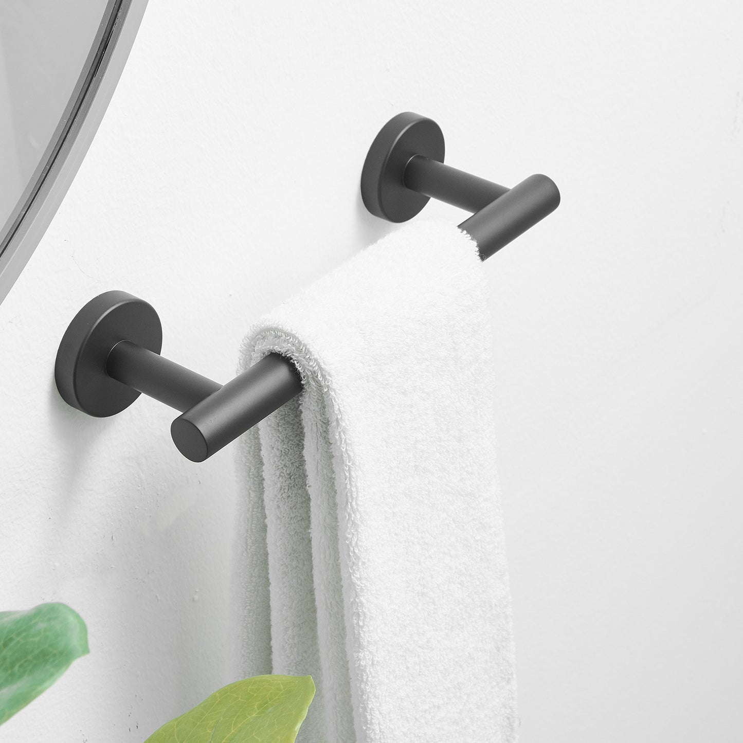 Single Post Wall Mounted Towel Bar Toilet Paper Holder in Matte Black