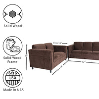 Faux Leather Loveseat and Sofa Set for Living Room, Modern Décor Couch Sets for Living Room, Bedrooms with Solid Wood Frame (Dark Brown)